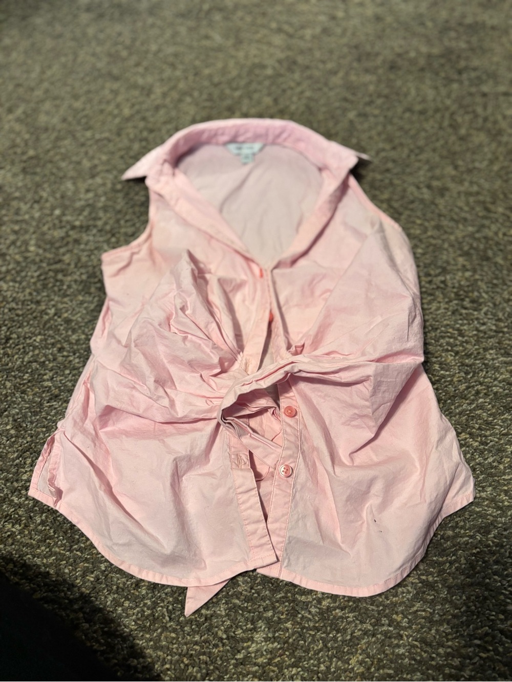 Nine West Light Pink Tie-Front Sleeveless Top